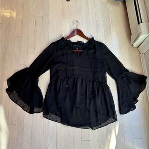 White House Black Market Black Bell Sleeve Blouse